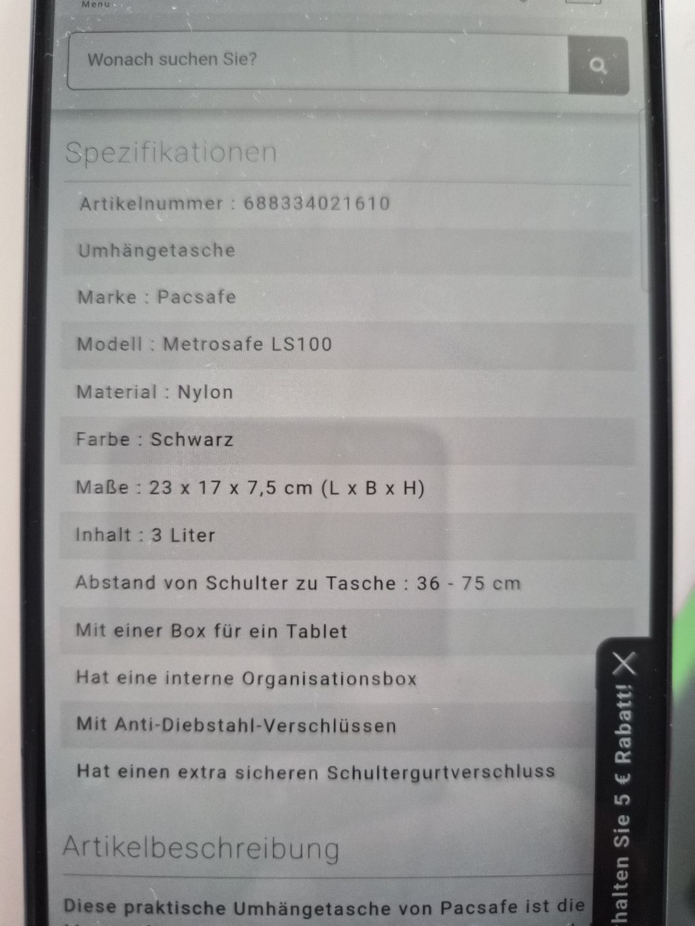 Pacsafe Borse: Umhängetasche Pacsafe Ls100 schwarz. – Usato da Basel venduto da dhe_qbg8 6