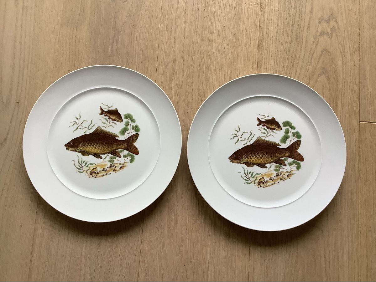 Piatti: 2 Teller mit Fisch Deko, Langenthal – Usato da bassersdorf venduto da isabelleb0102