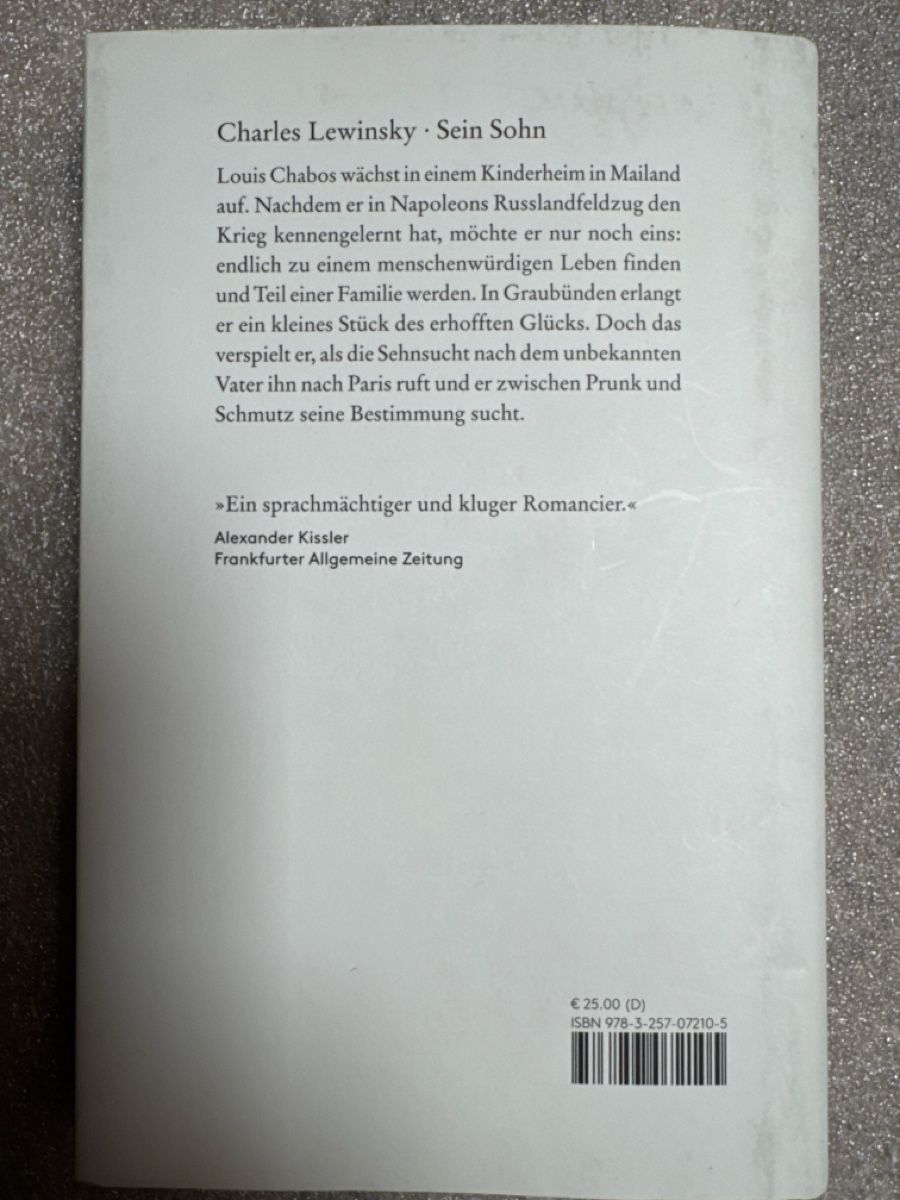 Libri: Charles Lewinsky  Sein Buch   Roman – Usato da Zürich venduto da Smarties13 1