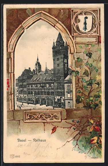 Cartes postales: Passepartout-Lithographie Basel, Rathaus – D'occasion à Berlin par bartko-reher