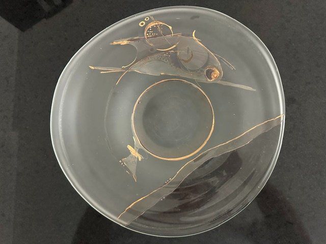 Bicchieri: Glaseschale mit Motiv verziert, ca. 33cm Durchmesser – Usato da Birrwil venduto da blaedi_birrwil