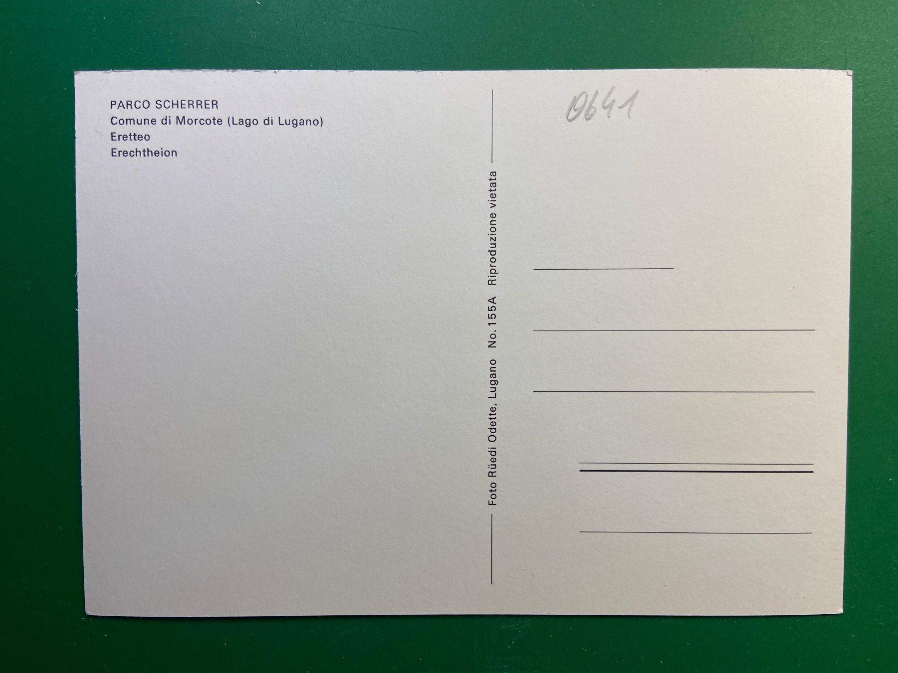 Cartoline postali: Parco Scherrer - Comune di Morcote - Eretteo – Usato da Steg VS venduto da _vinci_ 1