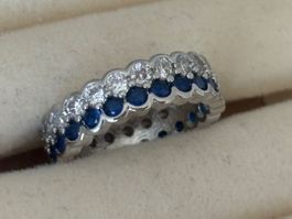 Luxus Elegante Gr:17/7 Ring mit  Zirkonia Farbe: Silber/blau