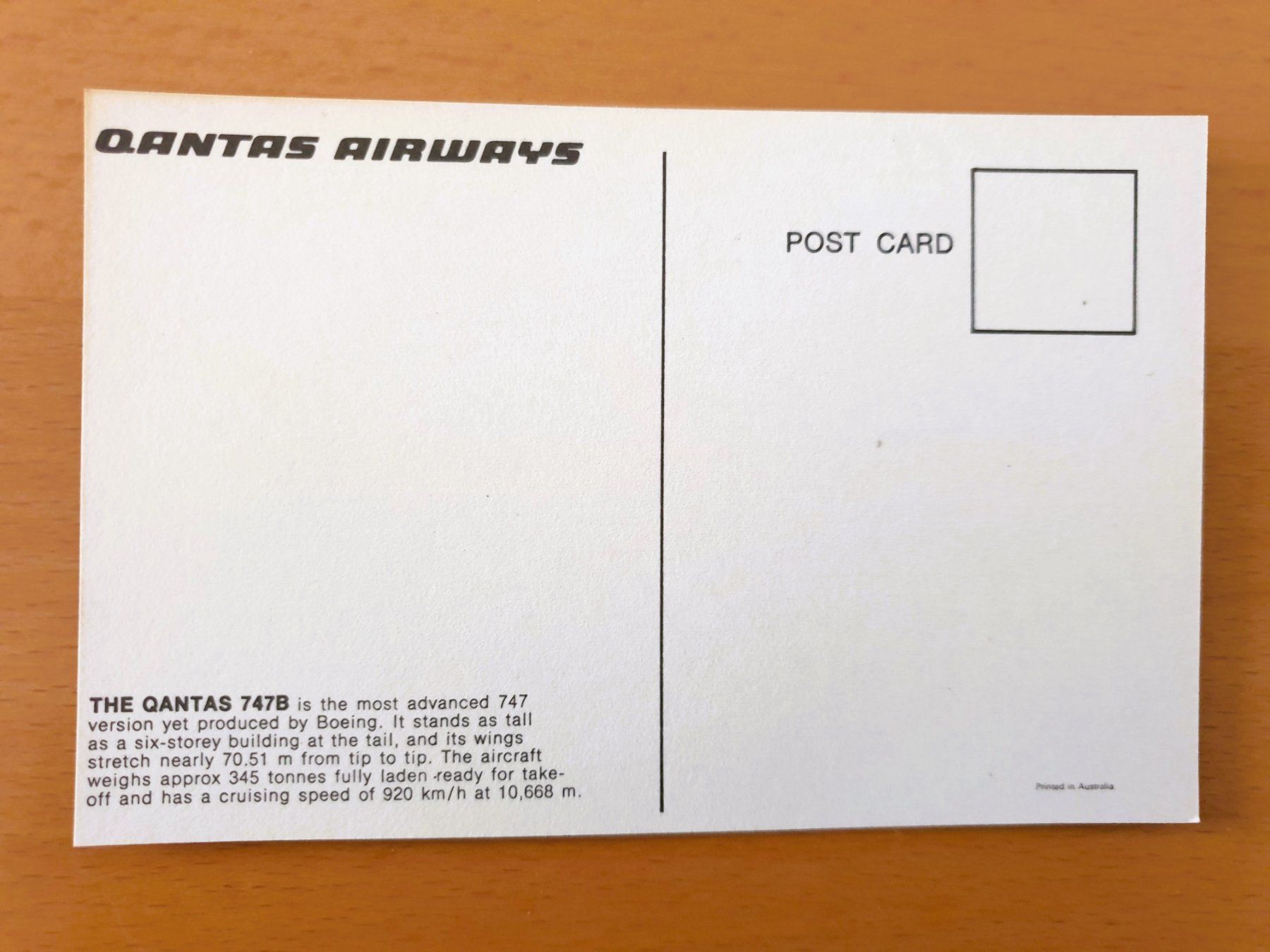 Cartoline postali: ALTE ANSICHTSKARTE - FLUGZEUG 747 B - QANTAS AIRWAYS – Nuovo (secondo la descrizione) da Brüttisellen venduto da Nighttrain 1