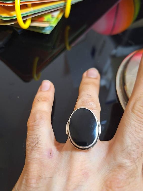 Anelli: Silber-Ring mit schwarzem Onyx – Usato da Olten venduto da si91 1