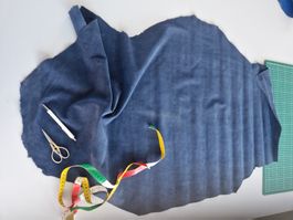 Leder Reste Velours Bekleidungsleder Wildleder blau
