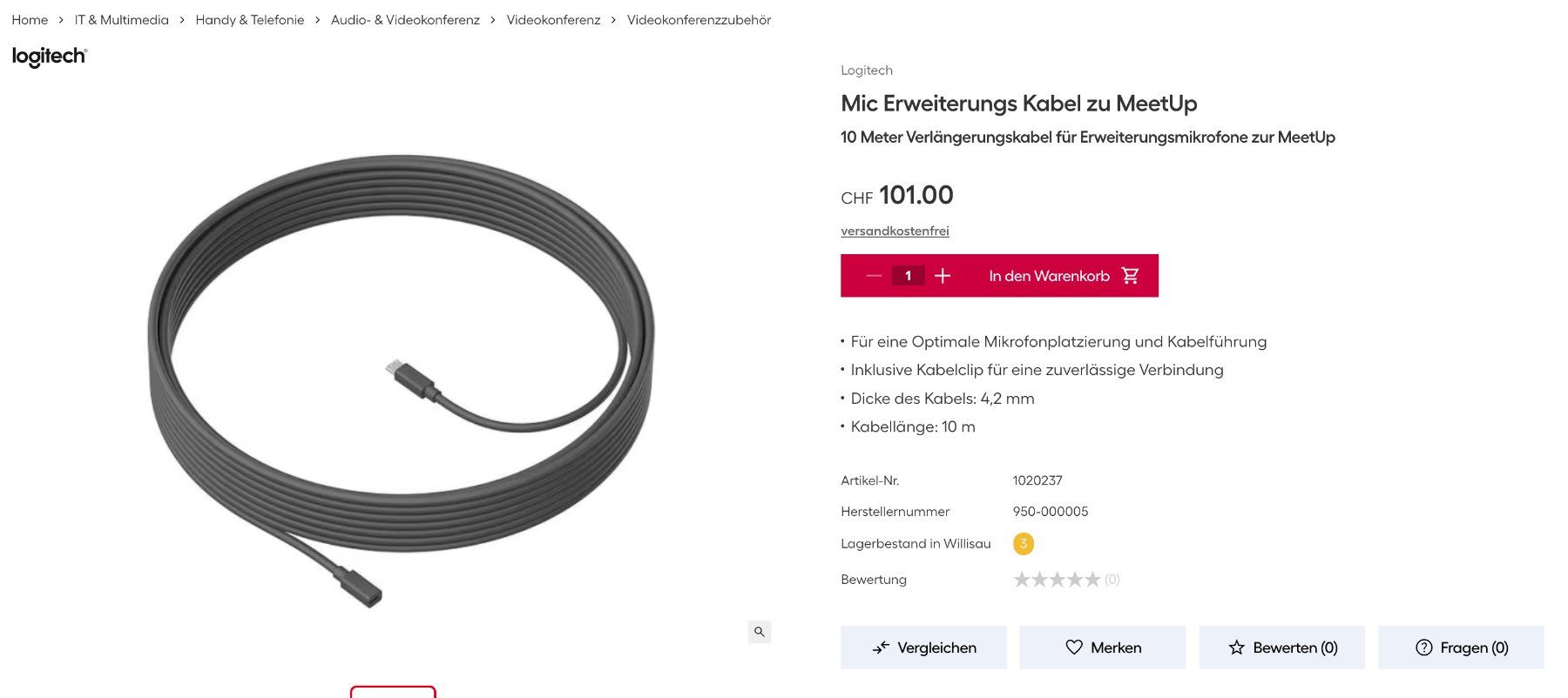 Logitech Microfoni: Logitech Meetup Mikrophone mit Verlängerungskabel – Usato da Wolfhausen venduto da vins_zh 3
