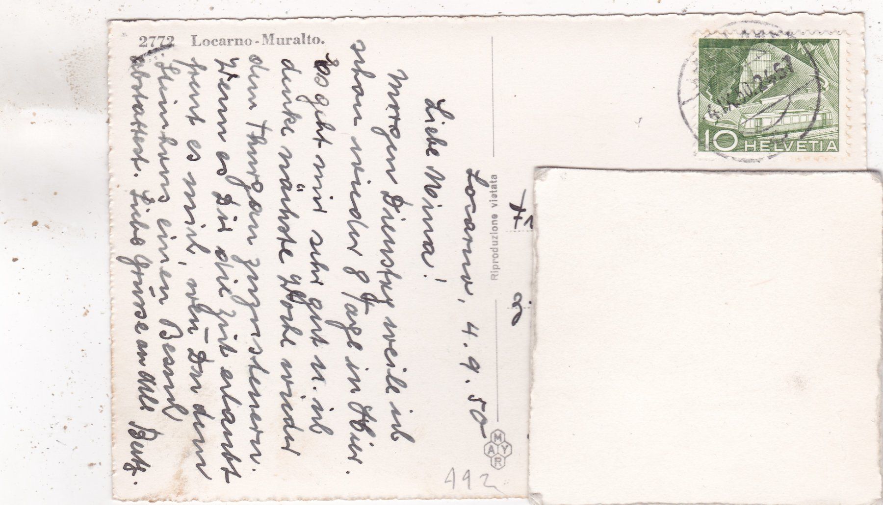 Cartoline postali: Locarno Muralto 1950 – Usato da Herisau venduto da Lisegrat2008 1