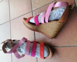 Wedges sandals, pink straps, size 36, summer style!
