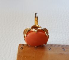 Massiv 585 Gold Ring Mit Koralle