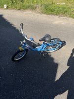Kindervelo Puki blau mit Fussballmotiv