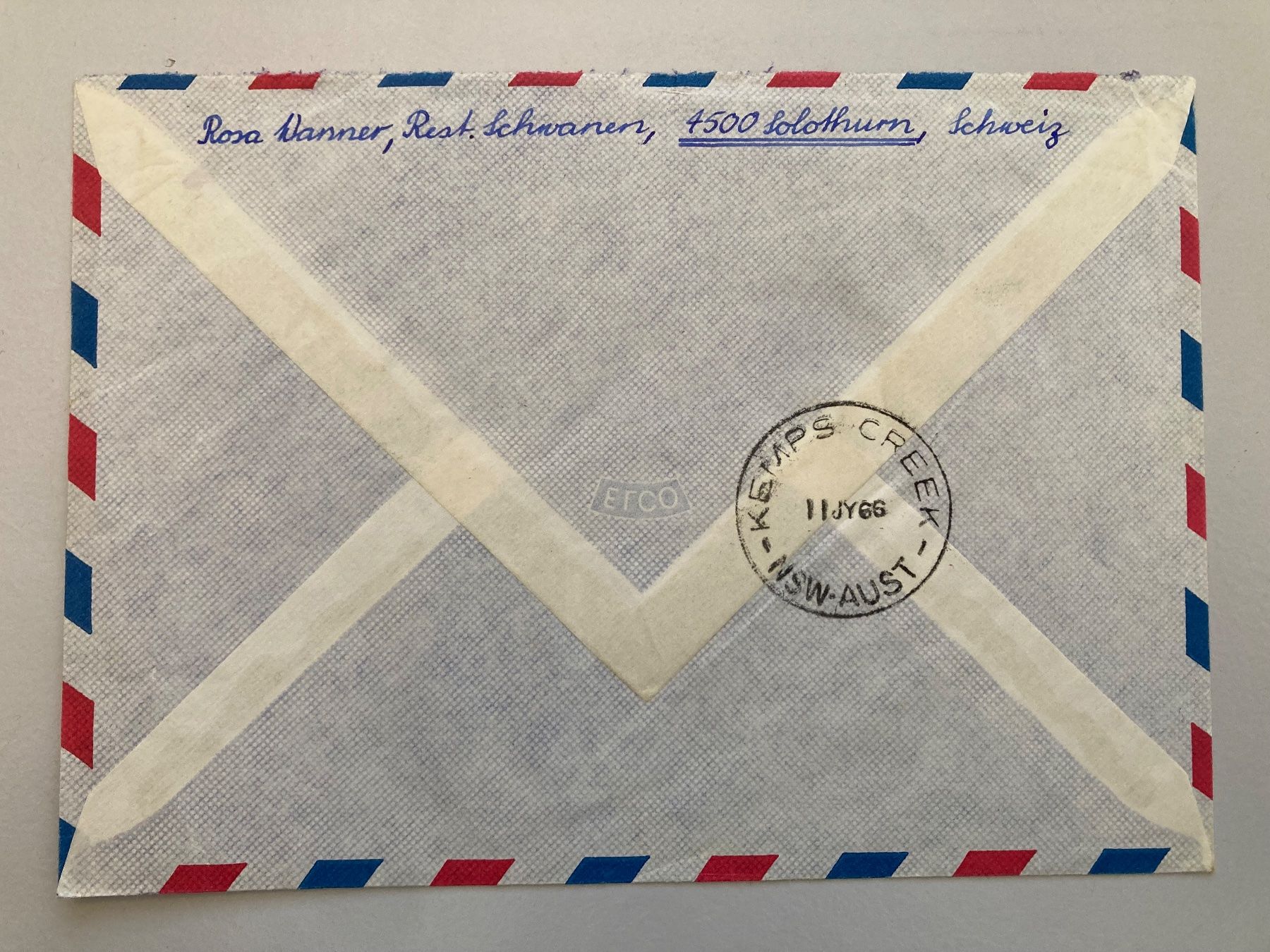 Tutti i francobolli: Luftpostbrief mit div Marken 1966 und 1960 – Usato da Solothurn venduto da ehe_8spw 1