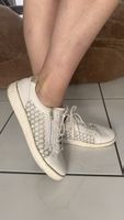 Trendige Damen Sneaker Weiss mit Gold-Akzent, Grösse 45
