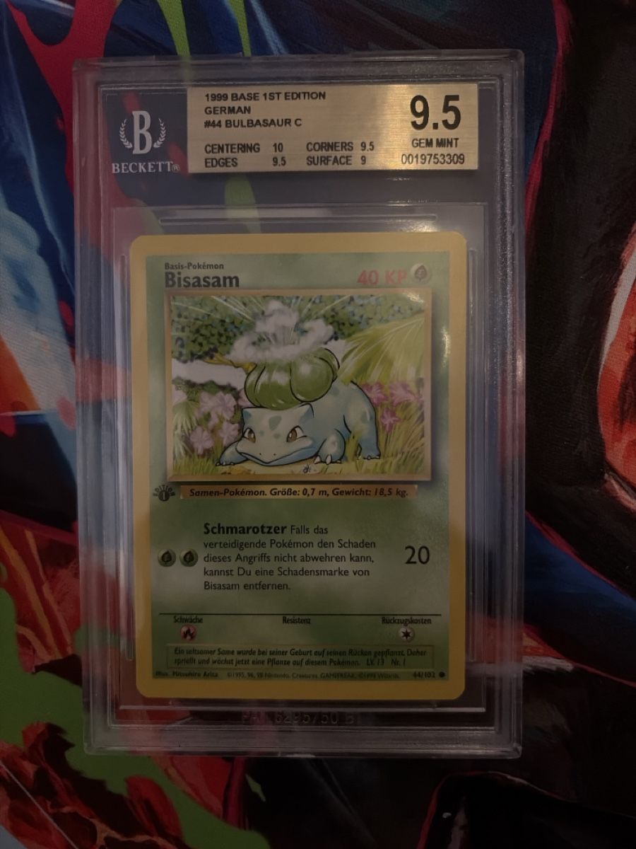 Pokémon Carte collezionabili: 1999 Base 1st Edition German Bulbasaur C #44 GEM MINT 9.5 – Usato da Schlieren venduto da ari_jf9z