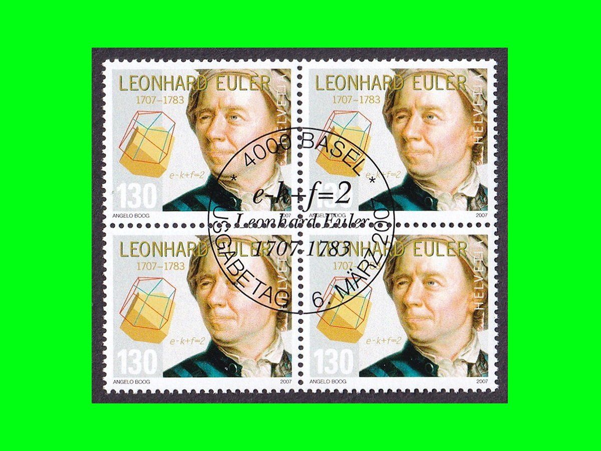 Alle Briefmarken: Viererblock "Leonhard Euler" (2007) – Neu (gemäss Beschreibung) aus Dübendorf von chiara48