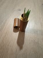 Zahnstocher-Halter aus Holz und Messing, Vintage Design