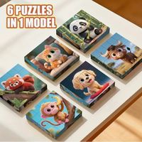 Puzzle-Magnetisch-Tiere- 6 Puzzles in einem Block-kognitiv
