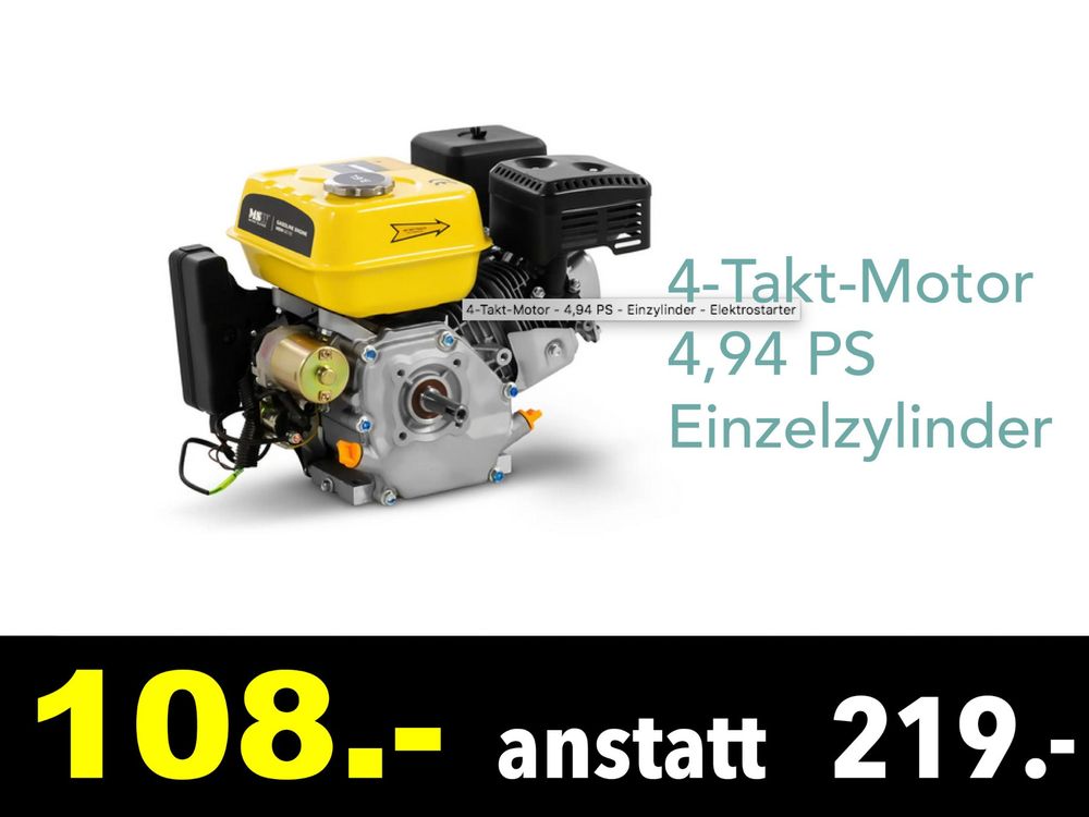 4-Takt-Motor - 4,94 PS - Einzylinder - Elektrostarter