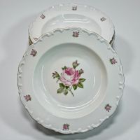 Lot de 7 assiettes à soupe KAHLA roses vintage