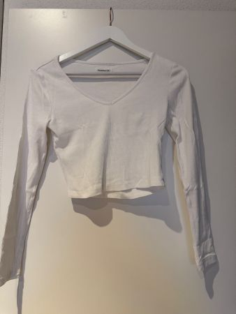 Even&Odd langarm crop Shirt, weiss, Gr. S