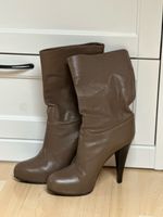 Stylish Brown Leather High Heel Bally Boots, Size 38 EU