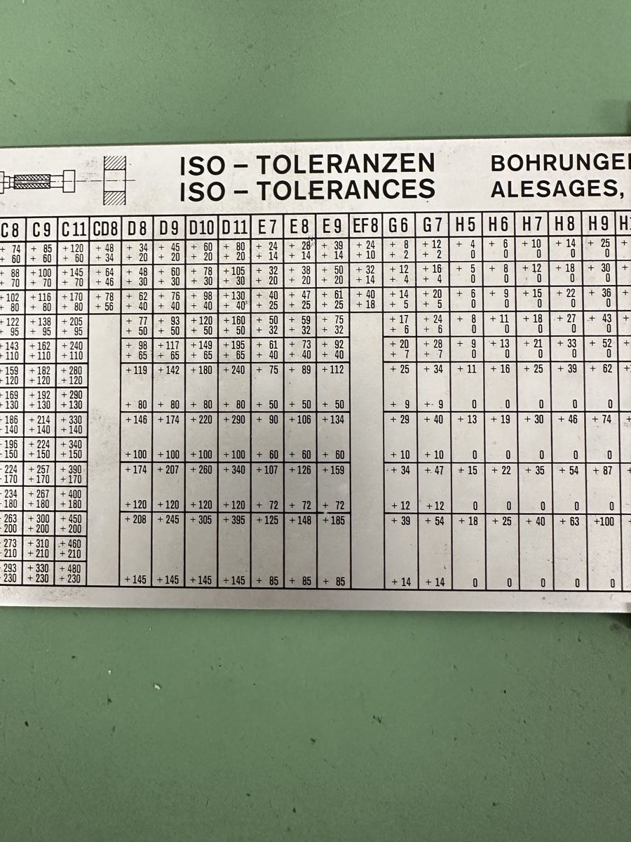 ISO Toleranzen, ISO Tolerance Chart. (Gebraucht) in Aarberg für CHF 17
