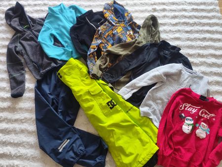 Winter Pulli Paket + Skihose+ Regenhose Gr 122-128