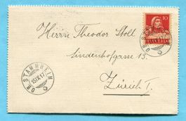 Faltbrief von Ob. Stammheim nach Zürich 1917