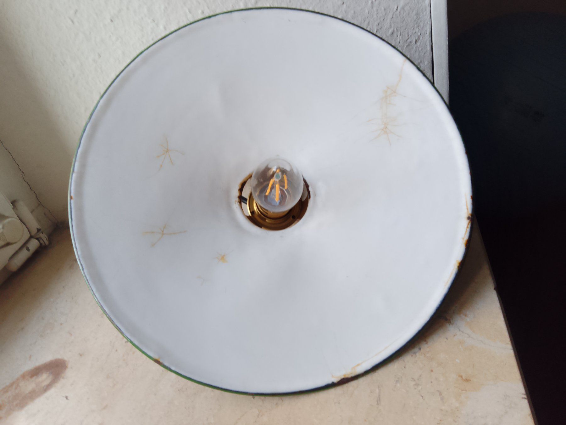 Lampadari & plafoniere: Vintage Industrielampe Deckenlampe Emaille Plafonnier Vert – Usato da St. Gallen venduto da EastLakeConcept 3