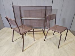 1970 Sissach Eisen Garten Set Klapptisch & 2 Stühle
