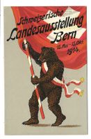 Bärenkarte - CH-Fahne  Schweiz. Landesausstellung Bern 1914