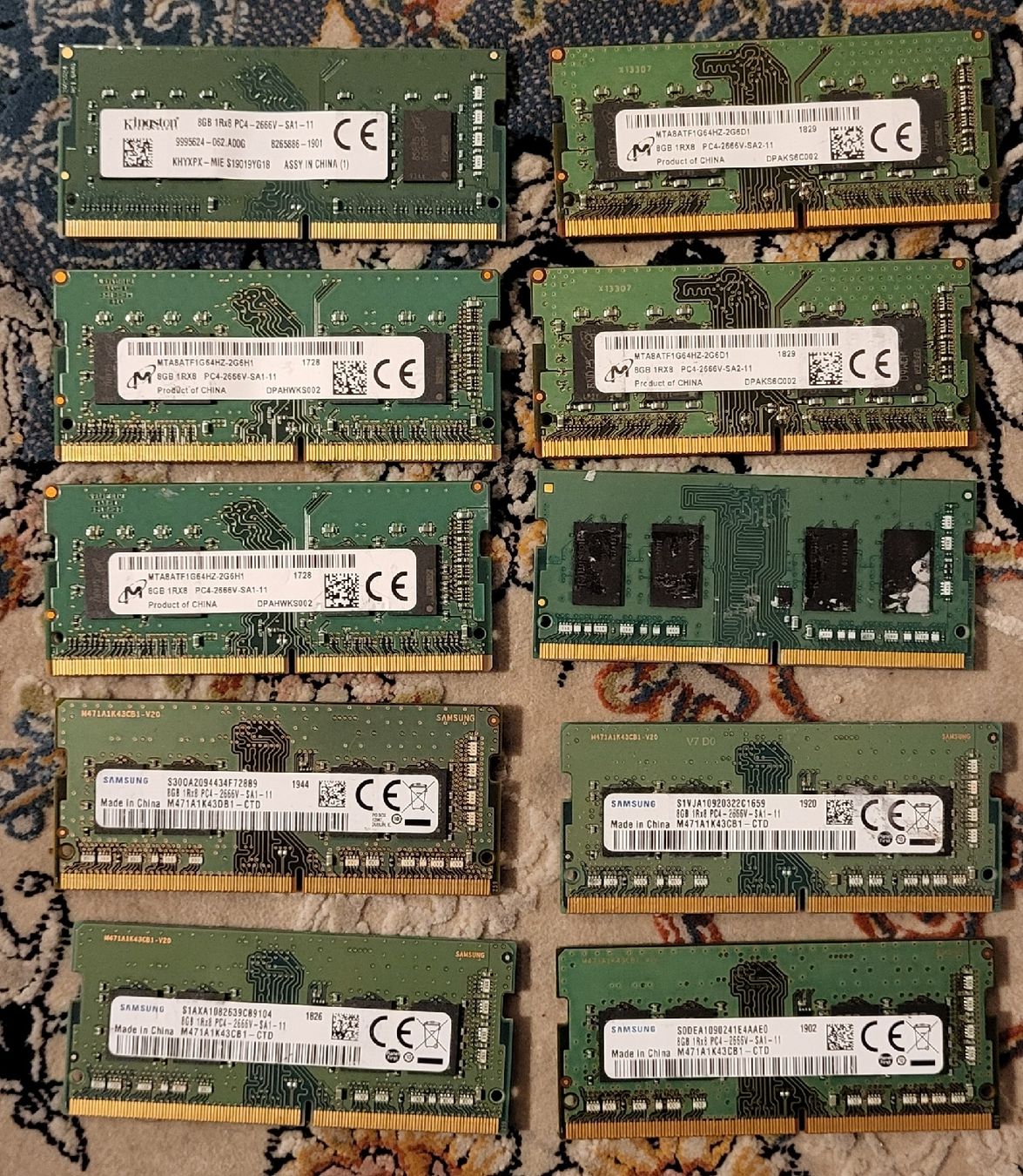 10x 8GB PC4-2666V DDR4 RAM Riegel Kingston, Micron, Samsung (Gebraucht ...