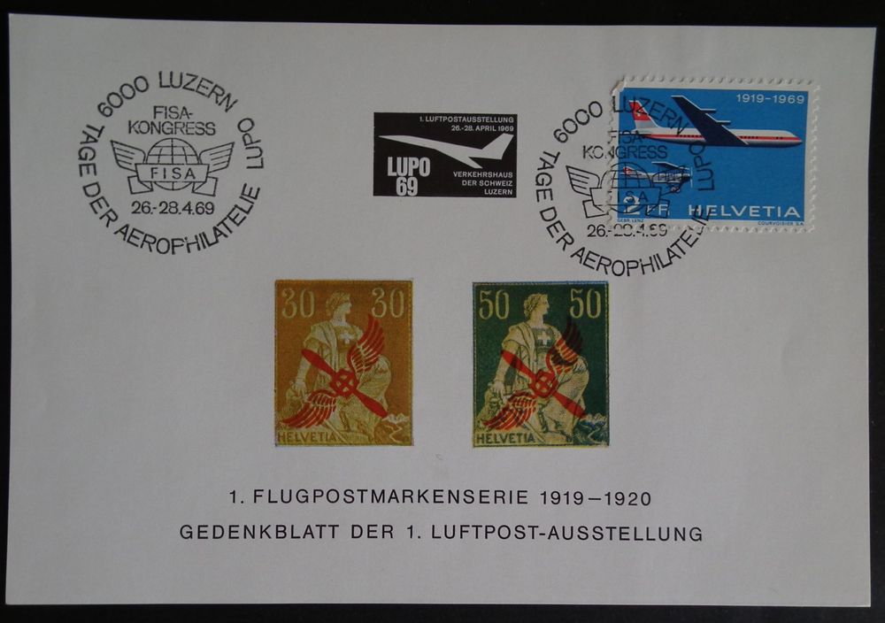 1969 Gedenkblatt der 1. Luftpost-Ausstellung mit Frankatur | Kaufen auf ...