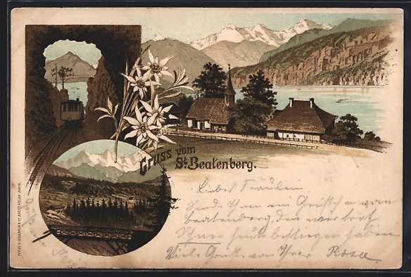 Cartoline postali: Litho St. Beatenberg, Ortspartie mit Gew – Usato da Berlin venduto da bartko-reher