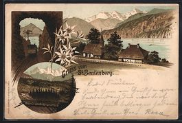 Litho St. Beatenberg, Ortspartie mit Gew