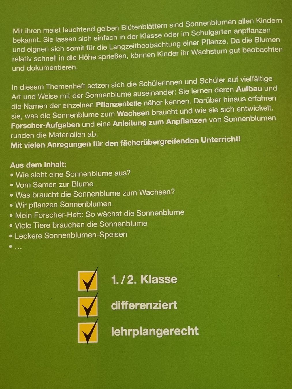 Riviste & Magazine: Themenheft Sonnenblume, 1./2. Klasse – Usato da Weite venduto da Nur63 7