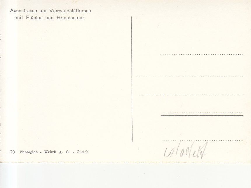 Cartoline postali: Axenstrasse ca. 1950 coloriert – Usato da Bürglen TG venduto da StampGraf 1