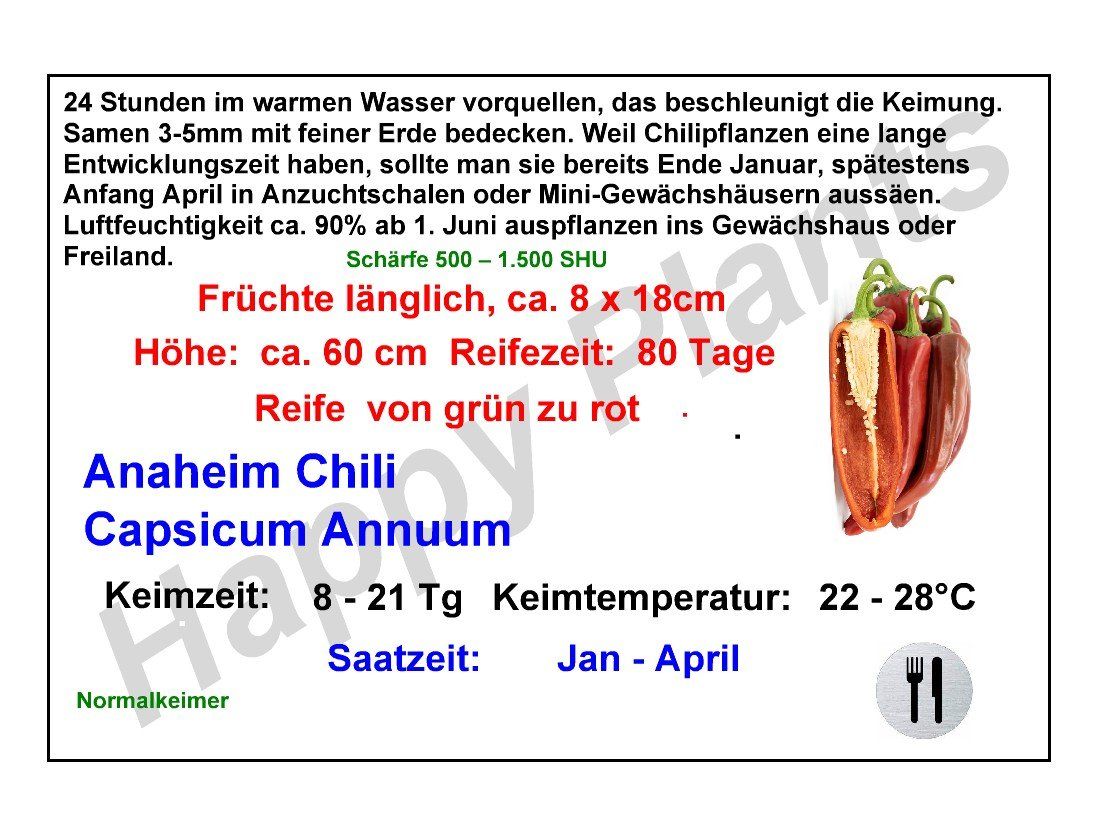 Pflanzen & Samen: Anaheim Chili - Capsicum annuum - 40 Samen – Neu und originalverpackt aus Sumiswald von Cham14559 3