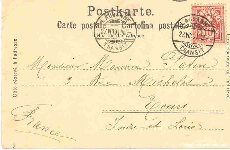 Cartoline postali: Lausanne - Place Palud + 1901 – Usato da Emmenbrücke venduto da teestube 1