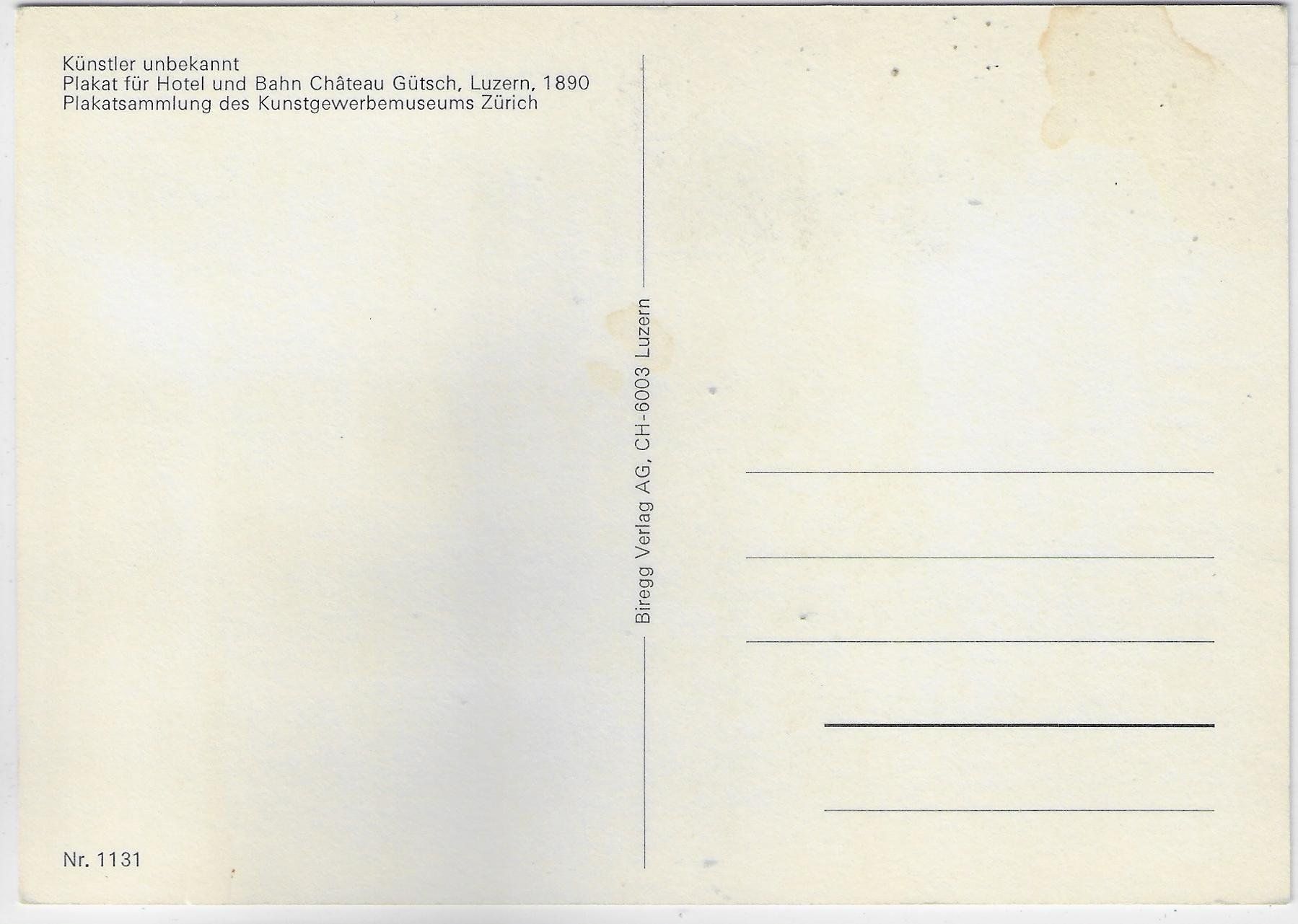 Cartoline postali: Hotel Chateau Gütsch - Luzern - Repro – Usato da Ettingen venduto da Kartenplanet 1