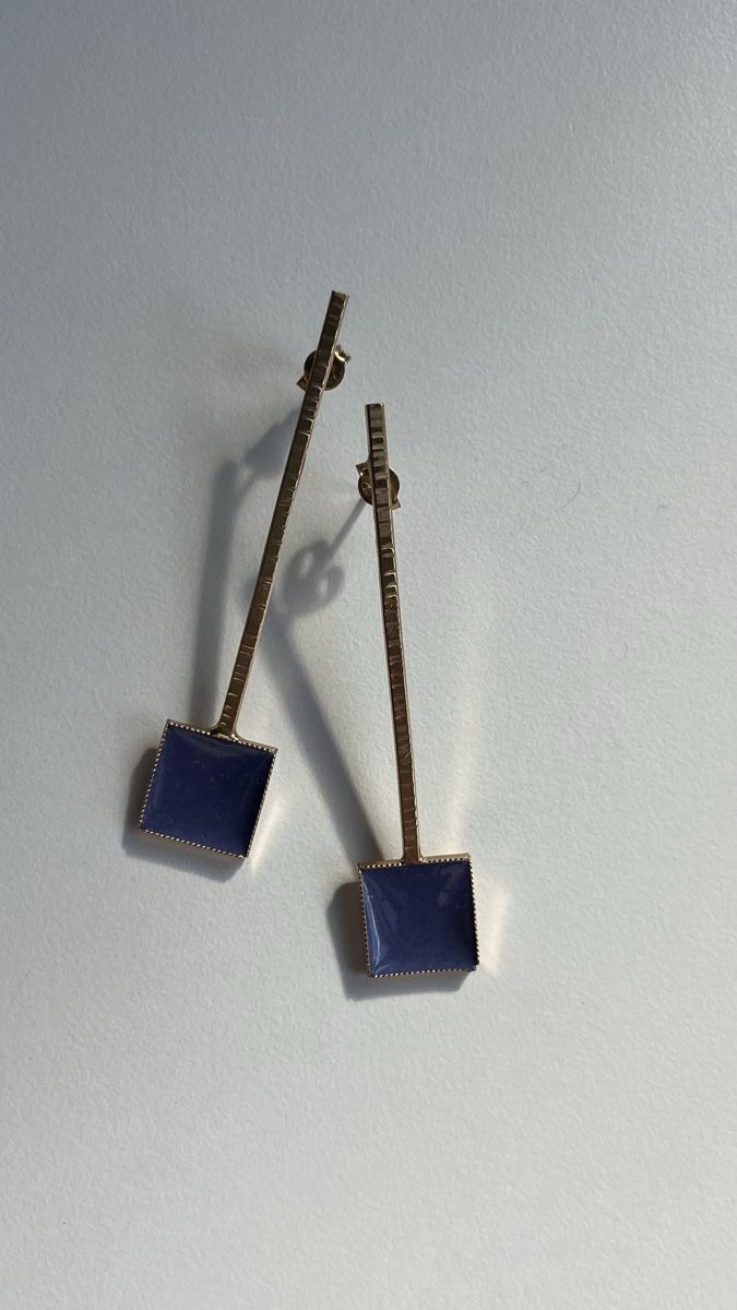 Ohrringe & -stecker: Orecchini pendenti quadrati blu color oro – Gebraucht aus Lugano von yul_fhg2