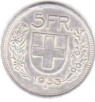 5 Franken 1953 Silber.