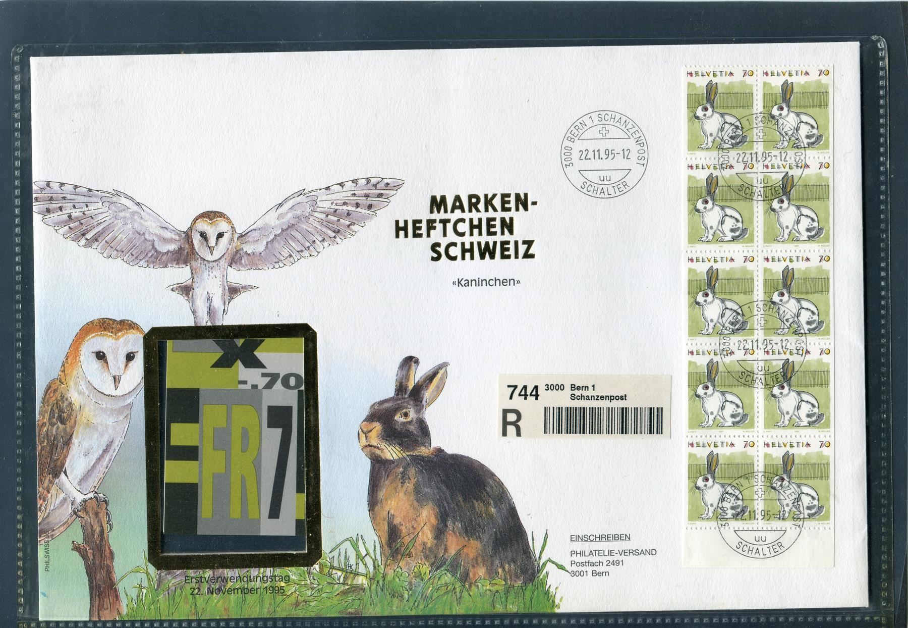 Tous les timbres: 1995 Gross FDC MH Kaninchen – D'occasion à Winterthur par Kyoung