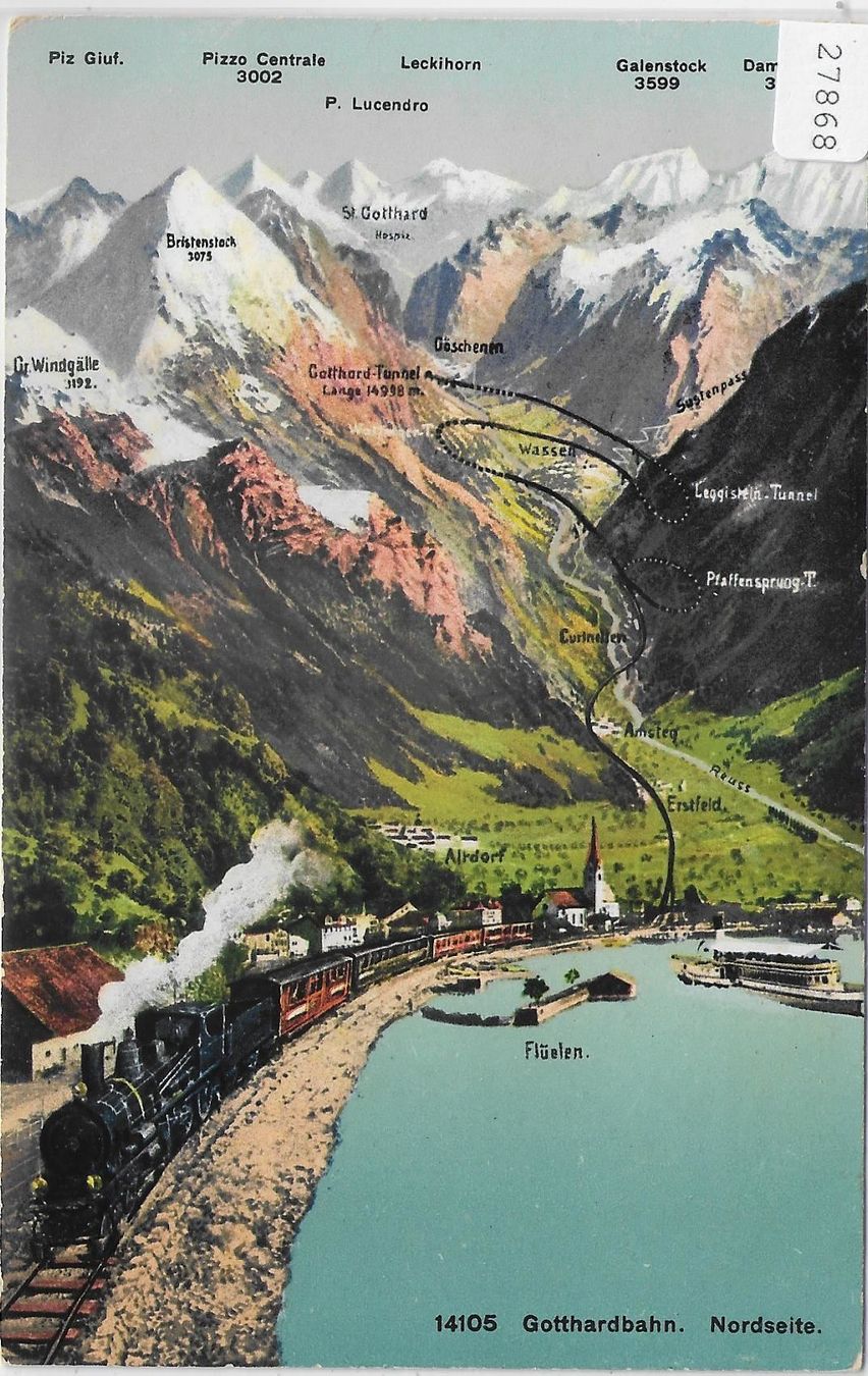 Ansichtskarten: Gotthatdbahn - Nordseite - Litho – Gebraucht aus Ettingen von Kartenplanet