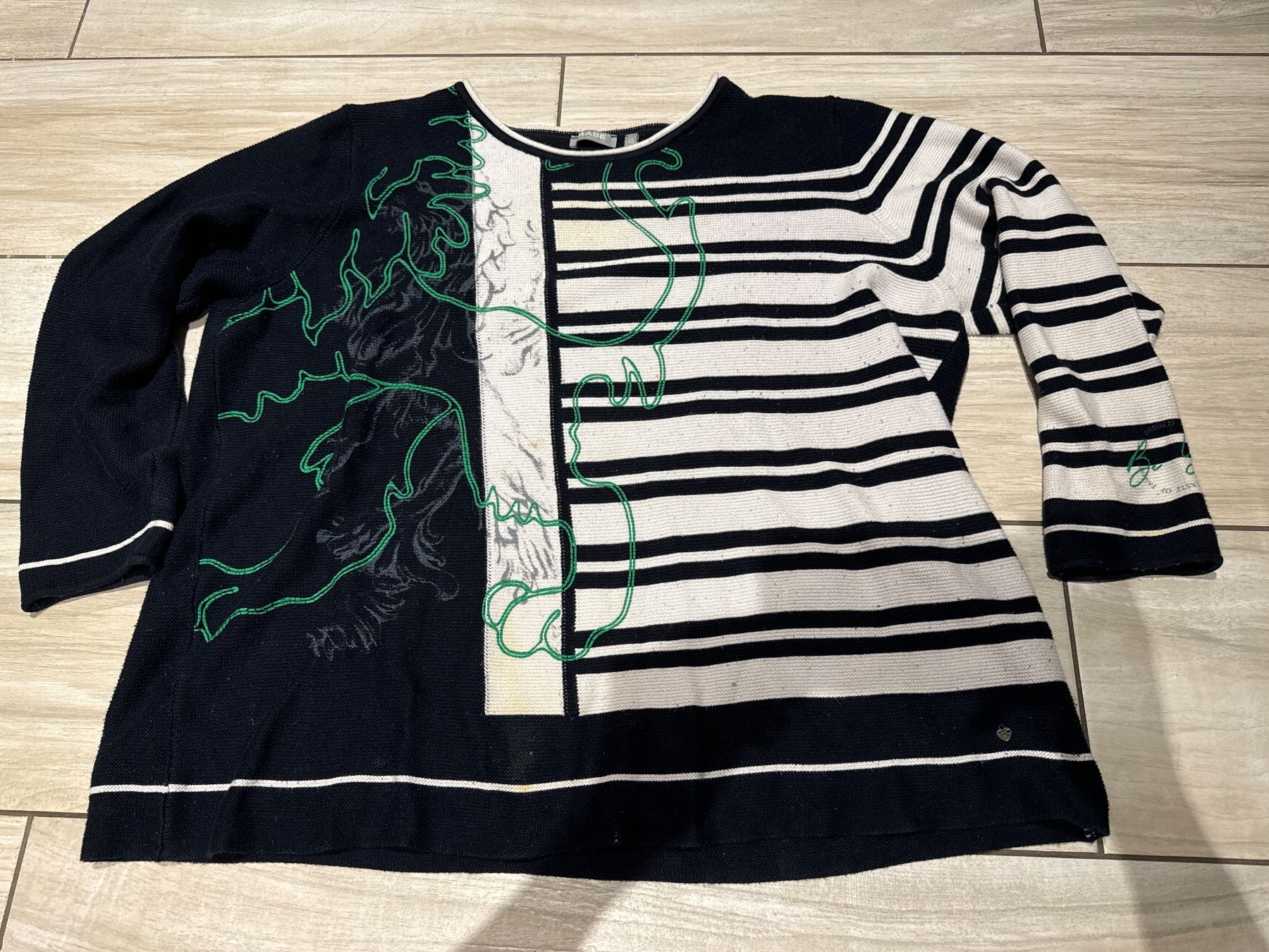 Rabe Maglioni & Felpe: Rabe Strickpullover, schwarz-weiss gestreift, Gr 48 – Usato da Gelterkinden venduto da Biene8