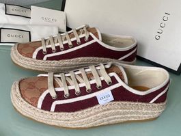 GUCCI Mini GG Monogram Jacquard Espadrille Sneakers 40.5 NEU