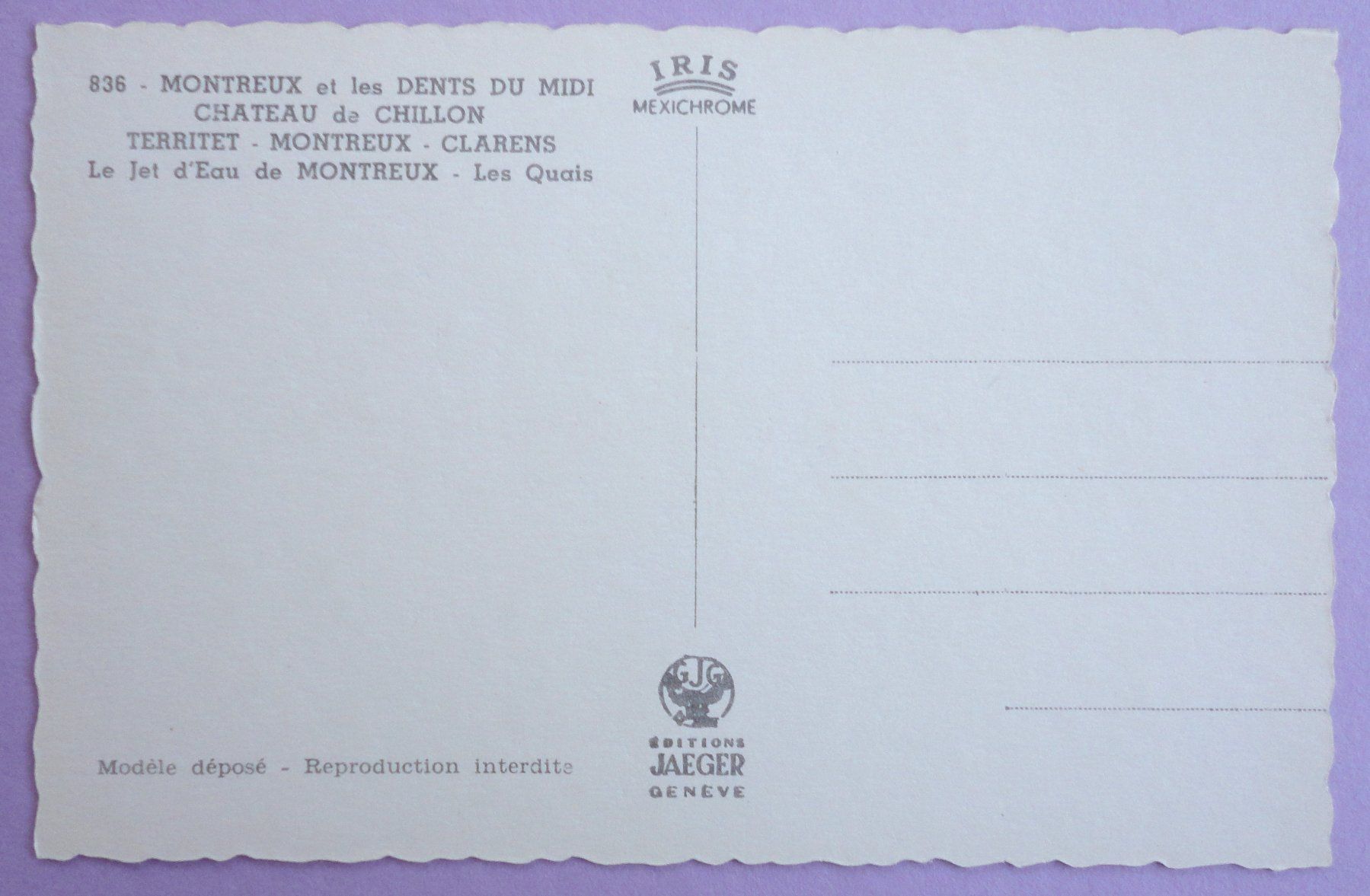 Cartoline postali: Souvenir de Montreux – Usato da Fétigny venduto da Billy2miny 1