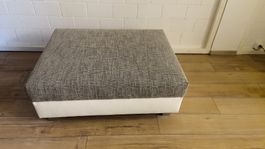 Hocker Weiss-Grau Kunstleder - Stoff