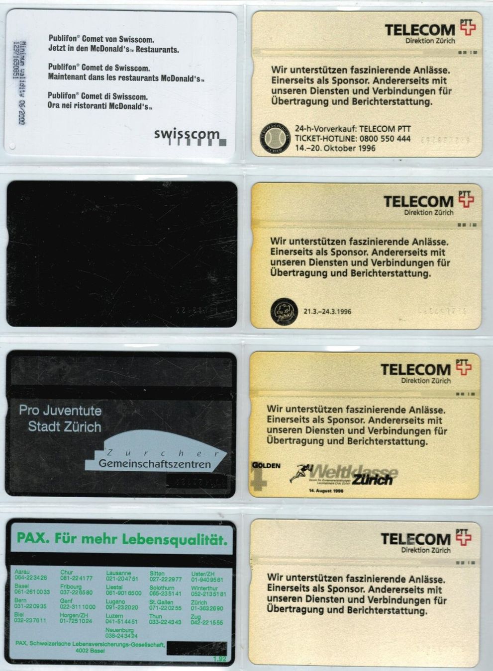 Swisscom Schede telefoniche: 8 Taxcards – Usato da Winterthur venduto da Grap75 1