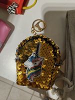 Geldbörse Anhänger gold Pailletten neu Einhorn